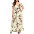 thumbnail image 1 of Vestido HUOGUO sexy para mujer, talla grande, estampado con cuello en V, sin mangas, 1 of 5