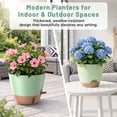thumbnail image 5 of 5 Pack Self Watering Plant Pots, 10/9/8/7.5/7 Inch Large Plastic Planters with Drainage Holes, Water Level Indicator & Deep Reservoir, Flower Pots for Indoor Outdoor Garden Plants（Green）, 5 of 9