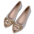 thumbnail image 2 of Zapatos Planos Vestir Bailarina Boda Mujer Punta Puntiaguda Diamante Imitación, 2 of 9