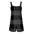 thumbnail image 4 of Summer Romper for Women Casual Fashion Plaid Criss Cross Print Short Jumpsuit with Pocket Tie Knot Front Loose Overalls, Black, S, 4 of 7