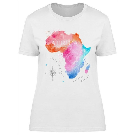 Watercolor Map Of Africa. T-Shirt Women -Image by Shutterstock, Female XX-Large