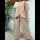 thumbnail image 4 of Conjunto de Dos Piezas de Verano para Mujer, Corta, Cuello Redondo, Pierna , Pantalón . Albaricoque M, 4 of 7