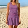 thumbnail image 6 of Minjewel Women Independence Day Printed Split Tankini Swimsuit Vacation Bathing Suit, Purple XL, 6 of 6
