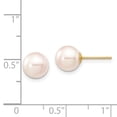 thumbnail image 3 of Real 14kt Yellow Gold 7-8mm Round White Saltwater Akoya Cultured Pearl Stud Post Earrings; for Adults and Teens; for Women and Men, 3 of 3