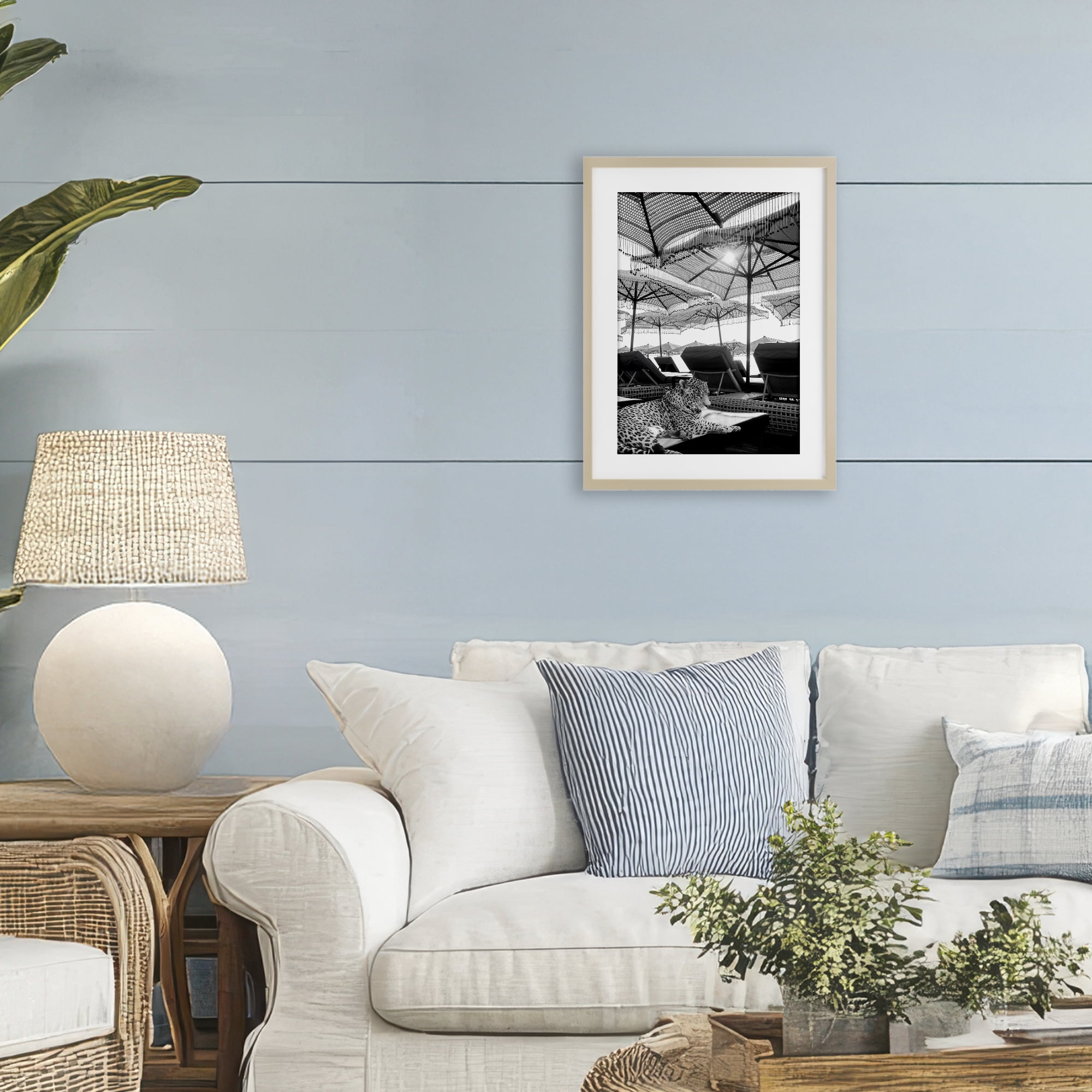 Stupell Industries Leopard On Tropical Vacation Birch Framed Print Under Glass, design by Grotto Studios