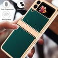thumbnail image 6 of Compatible Samsung Galaxy Z Flip 3 Case with Hinge Protection,Luxury Plating PC with Leather Cover Phone Case for Samsung Z Flip 3 Case,Galaxy Flip 3 Case Men Women Samsung Flip Z 3 Case Green, 6 of 9
