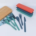 thumbnail image 5 of Nvzi 2 Sets Portable Travel Utensils Set, Reusable Wheat Straw Knife Fork Spoon Tableware for Travel Picnic Camping or Daily Use (Blue), 5 of 5