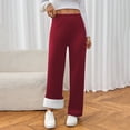 thumbnail image 3 of Women's Shearling-Lined Fleece Wide-Leg Thermal Pants for Winter with Thickened Casual Outerwear, Designed for Comfort and Warmth, Perfect for Daily Outings, Holidays, and Cold Weather,Wine,S, 3 of 8