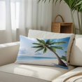 thumbnail image 3 of Beach Palm Tree Throw Pillow Cover, Pillowcase Protectors with Zipper, Breathable Decorative Lumbar Pillow Case Cover, Ocean Coastal Sky Nature Scenery Pillow Shams for Couch Sofa 12x20Inch, 3 of 8