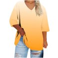 thumbnail image 2 of ZUKMRJPC Women's Plus Size Tops 3/4 Sleeve Fashion Gradient Color Basic T-Shirts Summer Casual Lightweight Loose Fit Tunic Shirt, 2 of 5