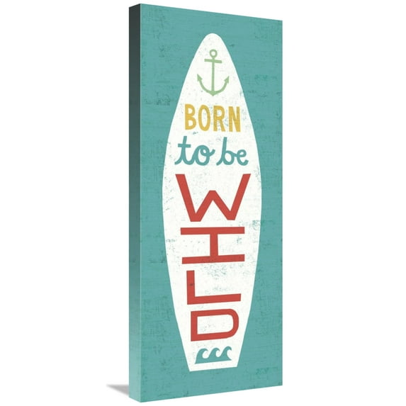 Global Gallery's 'Beach Bums Surf Board I' By Michael Mullan Stretched Canvas Wall Art