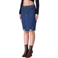 thumbnail image 4 of Faldas de Mezclilla Desgastadas de Cintura Alta Estilo Chic INSPIRE para Mujeres, por Encima de la Rodilla, 2XL Azul Oscuro, 4 of 6