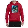 thumbnail image 2 of Wild Bobby, Wolf Howling At the Full Moon Wolf Pack Animal Lover Unisex Graphic Hoodie Sweatshirt, Red, Small, 2 of 3