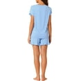 thumbnail image 3 of Conjuntos de pijama para mujeres INSPIRE CHIC para el Día de la Madre, camisetas de manga corta con pantalones cortos, bolsillos, suaves, conjuntos de lounge con volantes, talla S, azul claro, 3 of 6