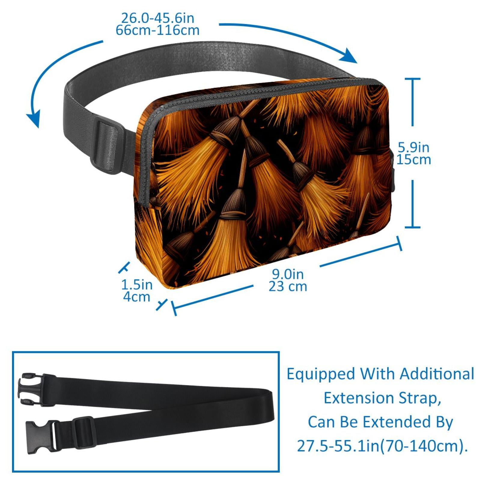 Halloween broomsticks Versatile Lightweight Sling Bag Fanny Pack Cross Body Bag with Adjustable Extension Strap for Unisex