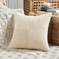 thumbnail image 3 of Fancy Homi 2 Packs Tan Decorative Throw Pillow Covers 22x22 Inch for Living Room Couch Bed Sofa, Rustic Farmhouse Boho Home Decor, Soft Corss Corduroy Patchwork Accent Beige Cushion Case 55x55 cm, 3 of 9