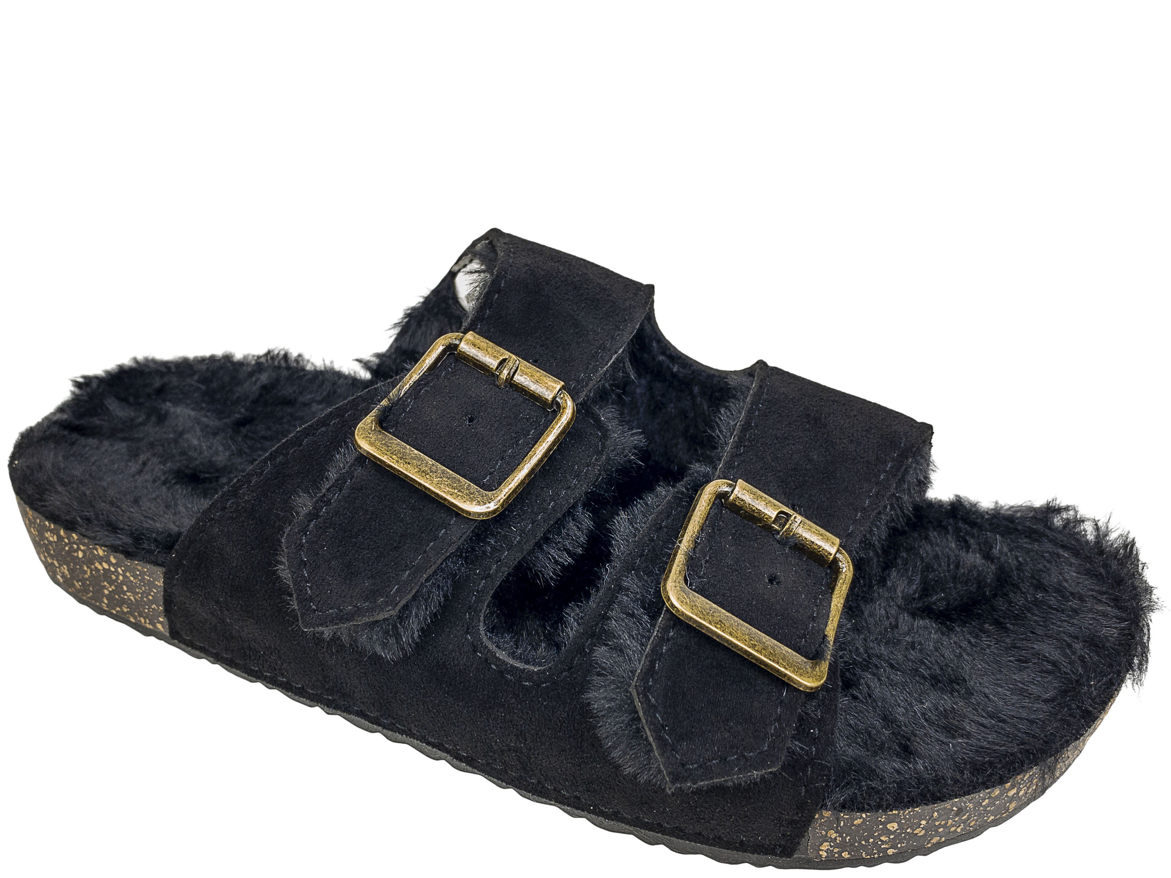 Furry Slides Faux Rabbit Fur Ladies Bedroom Slippers Fluffy Slippers Flat Heel