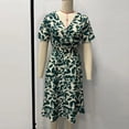 thumbnail image 4 of Warop Summer Midi Dresses for Womens Short Sleeve Wrap V Neck A-Line Dress Floral Print High Waist Boho Sundresses, 4 of 7