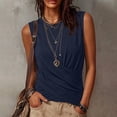 thumbnail image 2 of VBVC Women's Twist Back Cap Sleeve Top , Ladies' Crew Neck Fitted Wrap Blouse , Casual Summer Dressy Tank Top For Women,Navy,XS-XL, 2 of 10