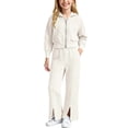 thumbnail image 4 of Cethrio Girls Knitted Outfit Sets, Fall 2 PC Casual Long Sleeve Girls' Clothing Sets Beige Size 7-8 T, 4 of 6