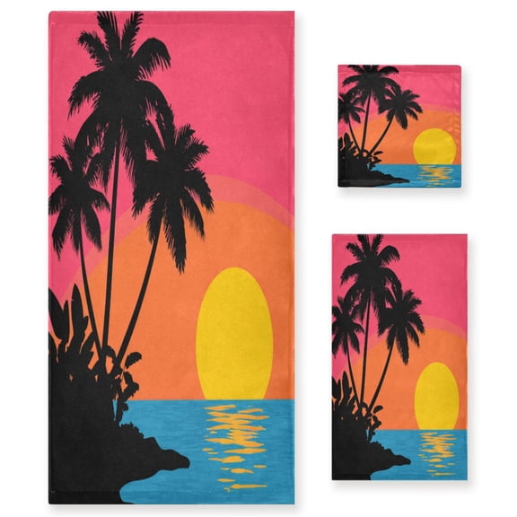 Three-Piece Towel Set Face Towel Towel Set Hand Towel Bath Towel Cotton Bath Towels Bath Towel Sets Hand Bath Towels Sunset Coconut