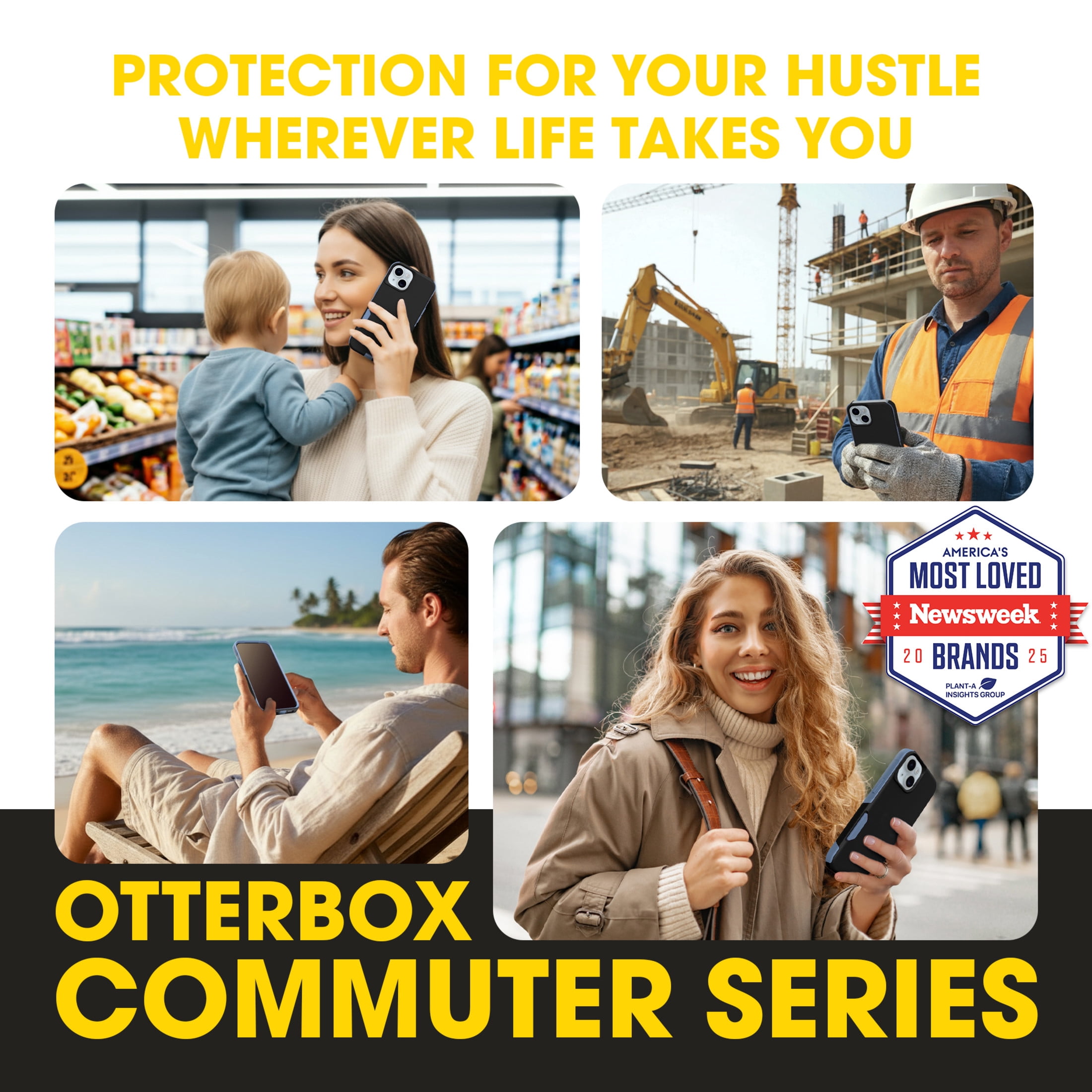 OtterBox Commuter MagSafe Case for iPhone 17e/16e/15/14/13 – Black/Blue – Slim, Shockproof, Dual Layer Drop Protection