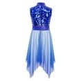 thumbnail image 4 of Zaldita  Kids Girls Sequin Sleeveless Mock Neck Liturgical Worship Praise Dance Overlay Dress Tunic Lyrical Dancewear Blue 10, 4 of 7