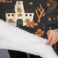 thumbnail image 3 of Oversized Wearable Blanket Hoodie,Autumn Halloween Scene Pattern Sherpa Blanket Hoodie with Super Pockets,Super Warm Fuzzy Pullover for Women & Men, 3 of 6