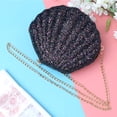 thumbnail image 5 of Bolso bandolera versátil con lentejuelas y forma de concha, con cadena, para mujeres y niñas (negro), 5 of 5