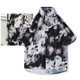 thumbnail image 5 of Camisa con Botones para Hombre Camisa con Botones de Media Manga Informal con Teñido Anudado Elegante para la Escuela de Fiesta Diaria de Verano, 5 of 8