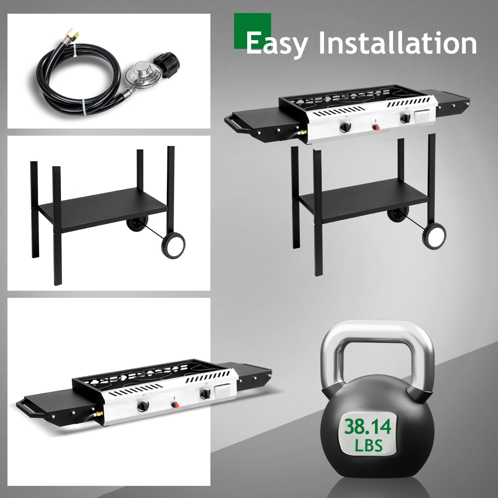 Ktaxon 2 Burner Propane Stove Gas Cooker with Auto Ignition, Side Shelf, 150,000 BTU for Outdoor Cooking