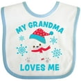 thumbnail image 3 of Inktastic Polar Bear My Grandma Loves Me in Santa Hat with Snowflakes Boys or Girls Baby Bib, 3 of 4