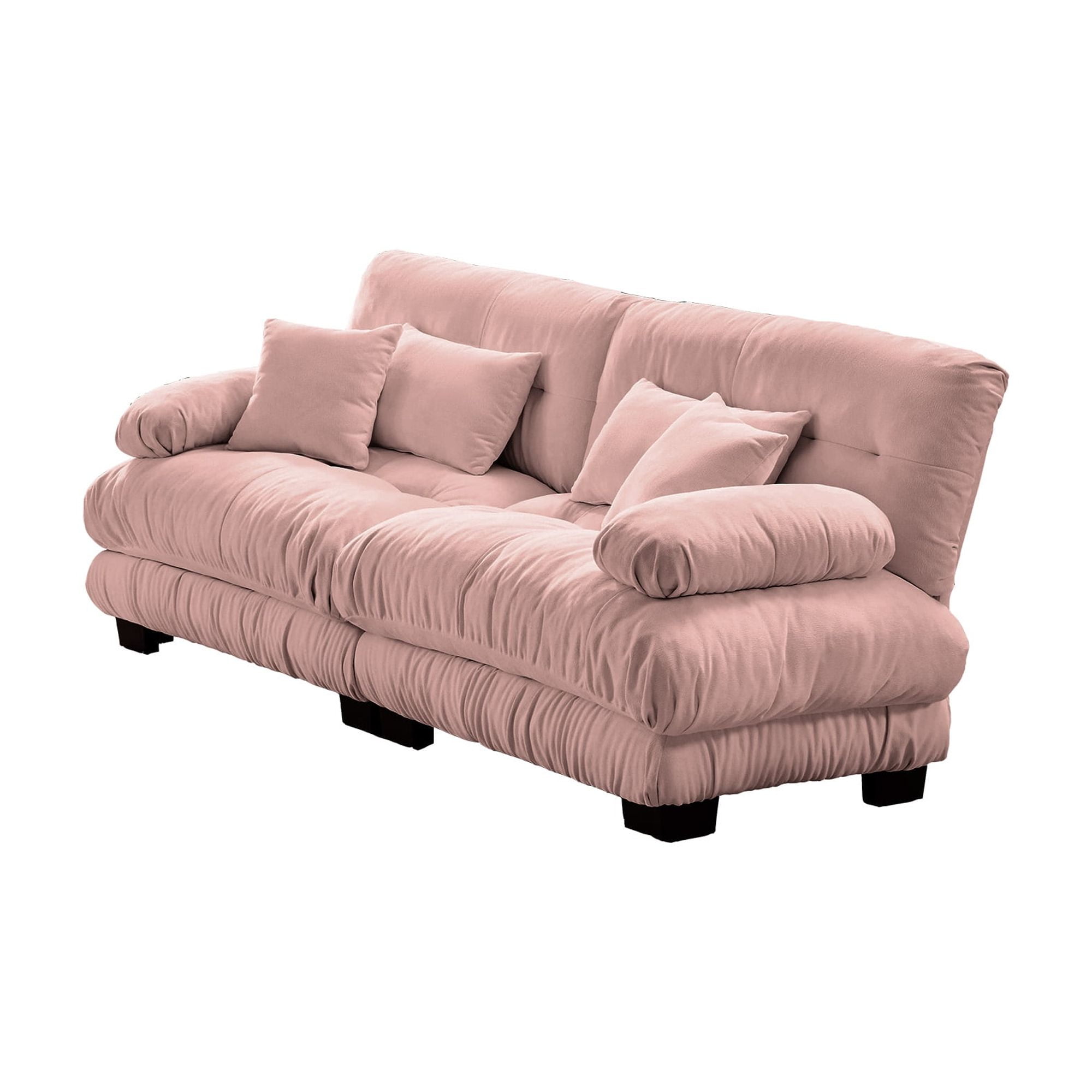 MAYEERTY 99.4in 2 Seater Cloud Sofa Couch for Living Room, Chenille Loveseat Sofa with 2 Lumbar Pillows and 2 Throw Pillows, Pink