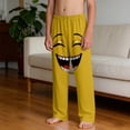 thumbnail image 6 of Soft Boys Lounge Pants with Smiley Face Print - Funny Kids Sweatpants for Home or Play, Comfortable Casual Bottoms with Pockets, Yellow, Sizes 4-14,Size 4 T, 6 of 9