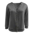thumbnail image 5 of YGJTJYD Women's Quilted V Neck Button Down Cardigan Long Sleeve Lightweight Casual Winter Layering Jacket, 5 of 10