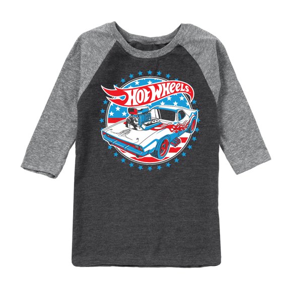 Hot Wheels - Red, White and Blue Car Muscle - Toddler And Youth Raglan Graphic T-Shirt
