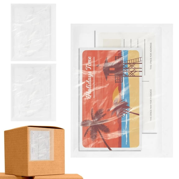 Clear Side Loading Packing List Envelopes, Adhesive Shipping Pouches, 100 Count, 9.5 x 12 in