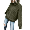 thumbnail image 2 of Ladies Cable Knit Baggy Turtleneck Sweaters Long Sleeve Warm Plain Pullover Tops Loose Casual Winter S-3xl (X-Large, Army Green), 2 of 5