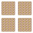 thumbnail image 1 of Geometric Coaster Set of 4, Repeating Colorful Pattern of Triangles and Diagonal Squares Illustration, Square Hardboard Gloss Coasters, Standard Size, Multicolor, by Ambesonne, 1 of 2
