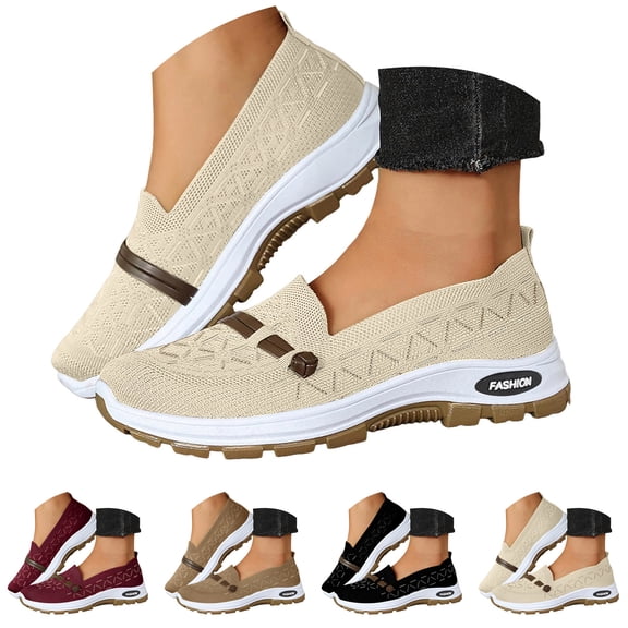 Dakaela Orthopedic Walking Shoes for Women Orthowalkway Breathable Walking Slip on Sneakers Fashion Arch Support Casual Loafers Size 6-9
