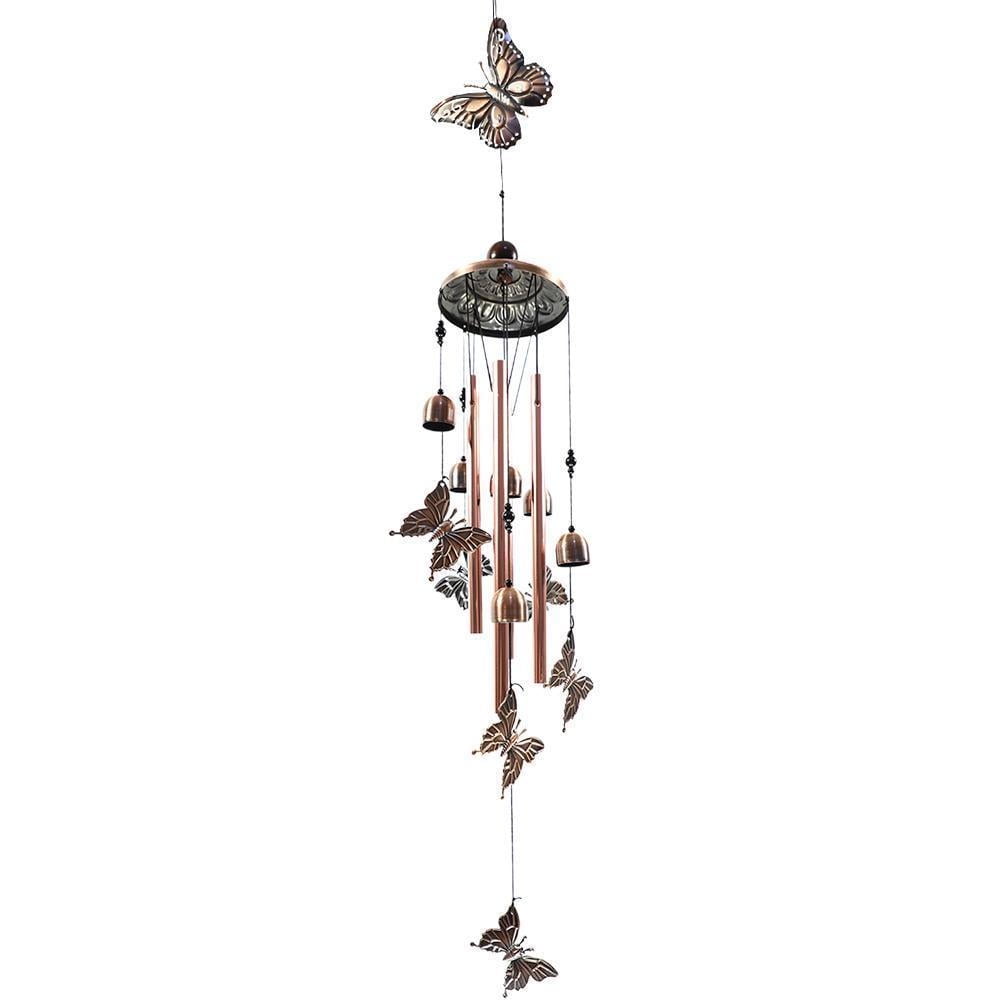 1Pc Hummingbird Metal Wind Chime Glass Pieces Pendants Wind Bell Iron Wrought 