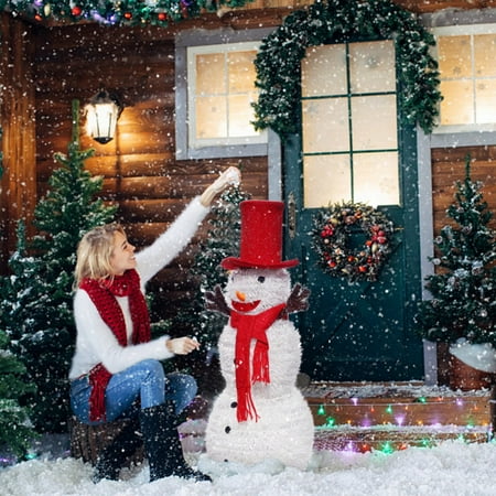 Easy To Make Christmas Decorations Pop-Up Collapsible Tinsel Christmas Tree Snowman With Hat Removable Hands And Scarf Easy-Assembly Reusable Artificial Glittery Snowman For Indoor Outdoor Xmas Decoration ()
