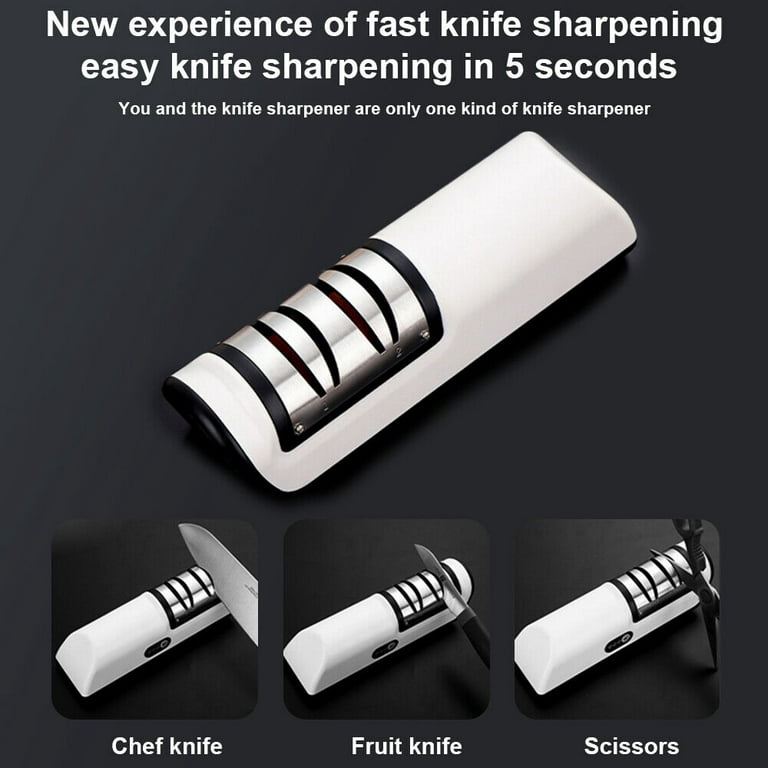 PEACNNG USB Electric Knife Sharpener Adjustable For Kitchen Knives Tool Knife  Scissor Sharpening White medium and fine grinding blade 