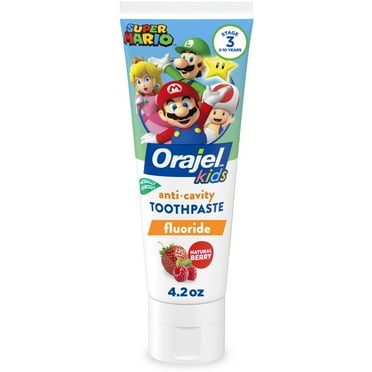 Orajel Kids Super Mario Anti-Cavity Fluoride Toothpaste, Natural Berry Flavor, 4.2oz Tube