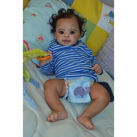 Reborn Baby Dolls Boy - 21 inch African American Realistic Ethnic Silicone Toddler Doll Lifelike Baby Doll Toddler Kids Gifts for Age 3 