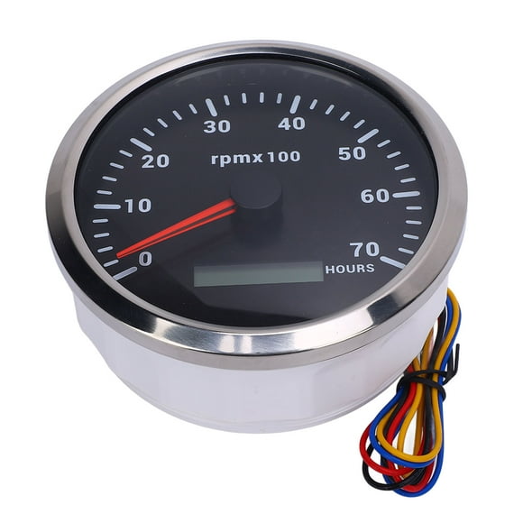 Boat Tachometer, 7000RPM 7 Color Backlight Tachometer for Car Truck Boat Yacht, Volt, Fuel Level, Water Temperature & Oil Pressure Gauge with Hour Meter, Compatible