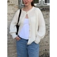 thumbnail image 2 of Gupgi Cardigan Tricoté pour Femmes, Chandails Ajustés, Veste Décontractée à Boutons, Col Ras du Cou, Automne, Manteau Uni, 2 of 8
