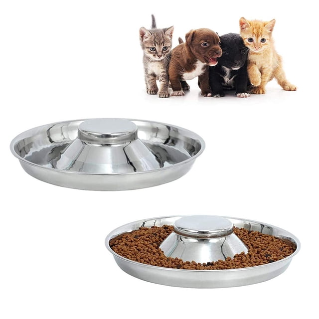 Plato para mascotas BobbyPet de acero inoxidable para destetar, 30 cm, paquete de 2
