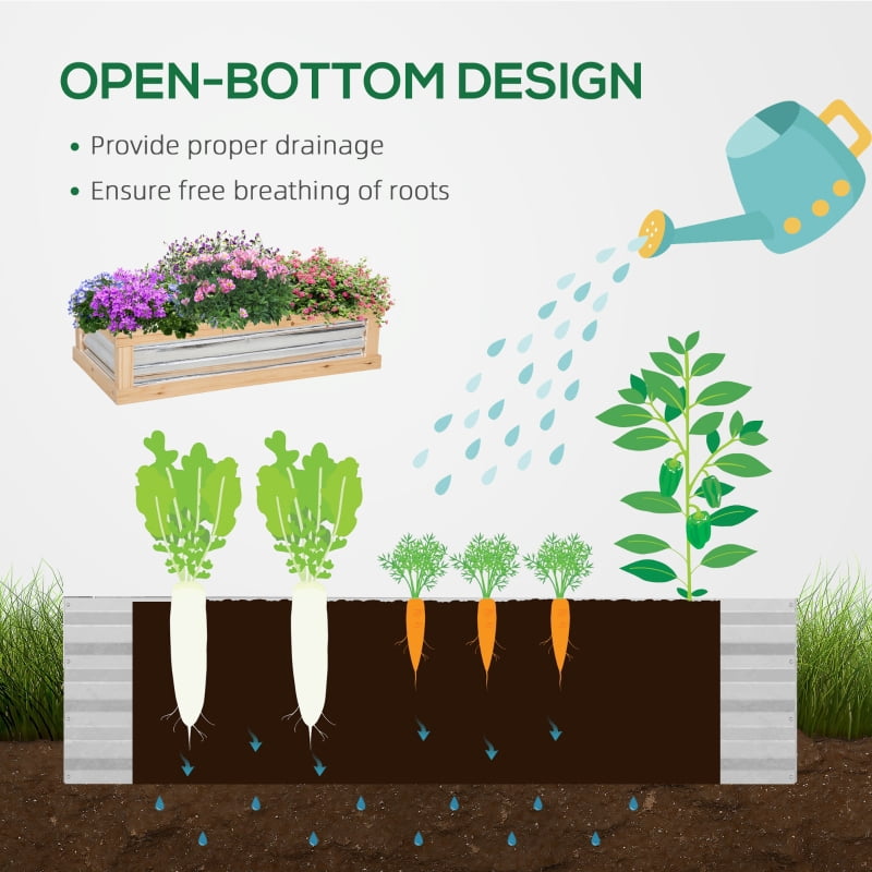 Alvantor Natural 48x24x32 Wooden Raised Garden Bed with Greenhouse Cover, Frame Planter for Plants