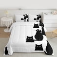 thumbnail image 2 of jejeloiu Kawaii Cat Kitten Full Size Comforter Sets,Cute Cartoon Animal Bedding Comforter Set,White Black Bedding Sets For Kids,Super Cozy Room Decor Reversible,3-Piece, 2 of 8